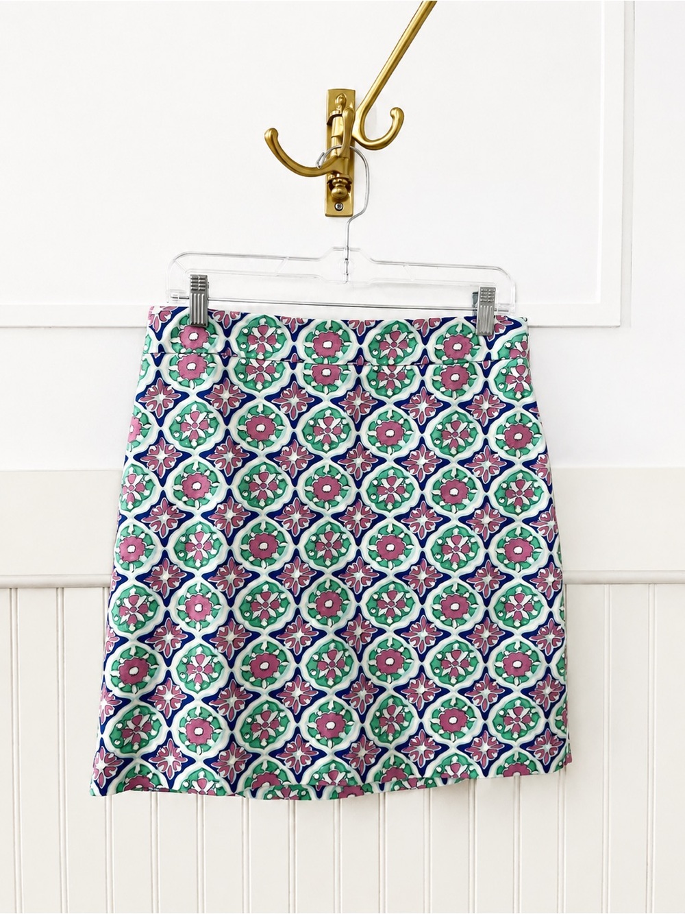 Talbots Geometric Floral Mini Skirt in Pink, Green & Blue